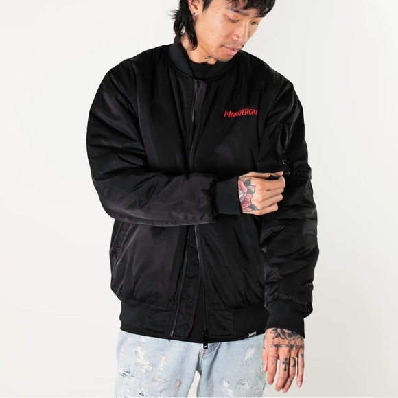 Monstercat Racing Bad Kitty Bomber Jacket Writing on back Mens small - Picture 3 of 11